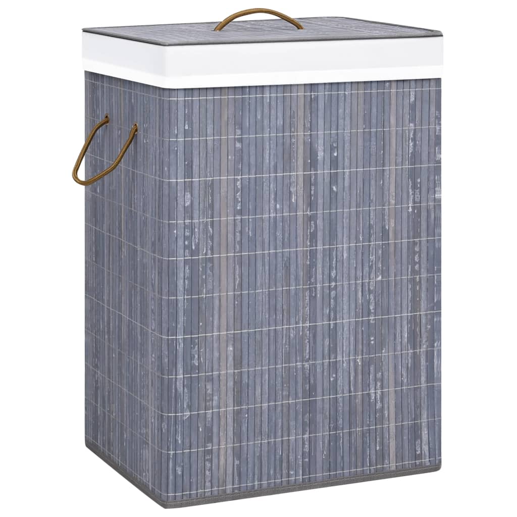 Vidaxl Waschkorb mit 1 Box Bambusgrau