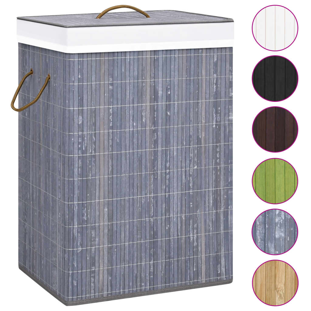 Vidaxl Waschkorb mit 1 Box Bambusgrau