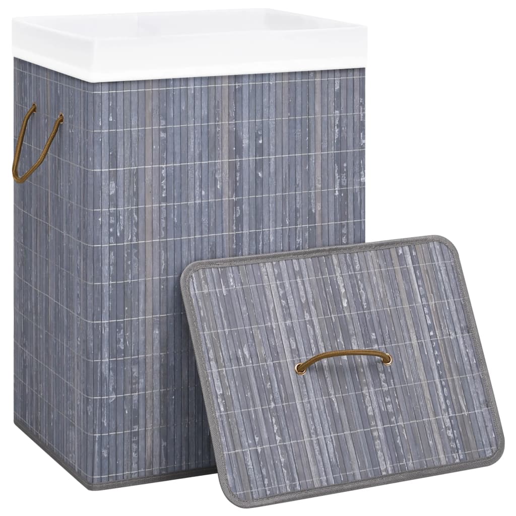 Vidaxl Waschkorb mit 1 Box Bambusgrau
