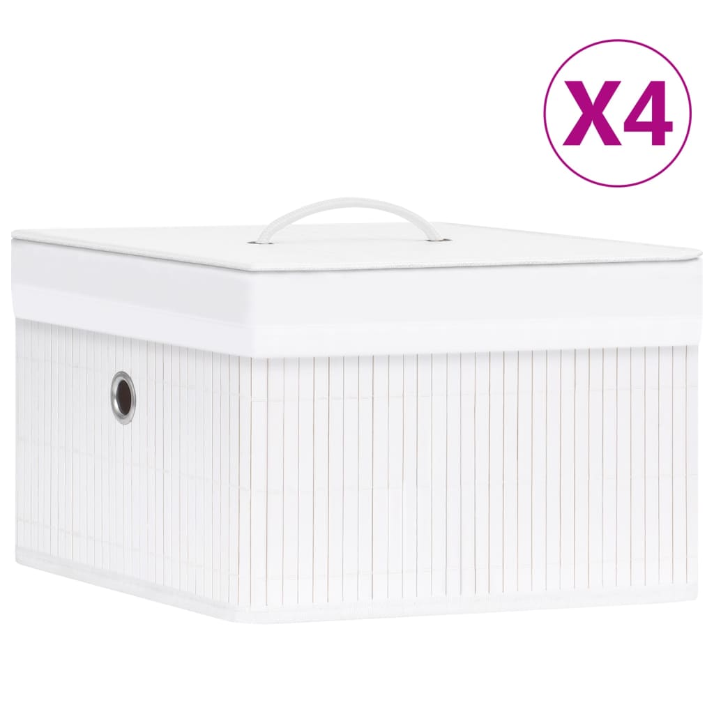 Škatle za shranjevanje vidaxl 4 pc bambus beli