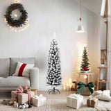 Vidaxl Kunstkerstboom med snø smal 150 cm PVC grønn