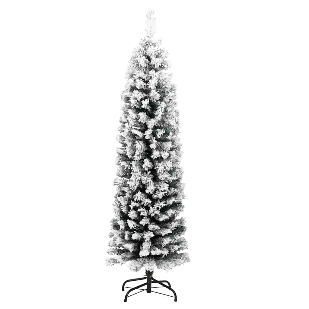 Vidaxl Kunstkerstboom med snø smal 150 cm PVC grønn