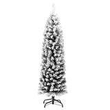 Vidaxl Kunstkerstboom med snø smal 150 cm PVC grønn