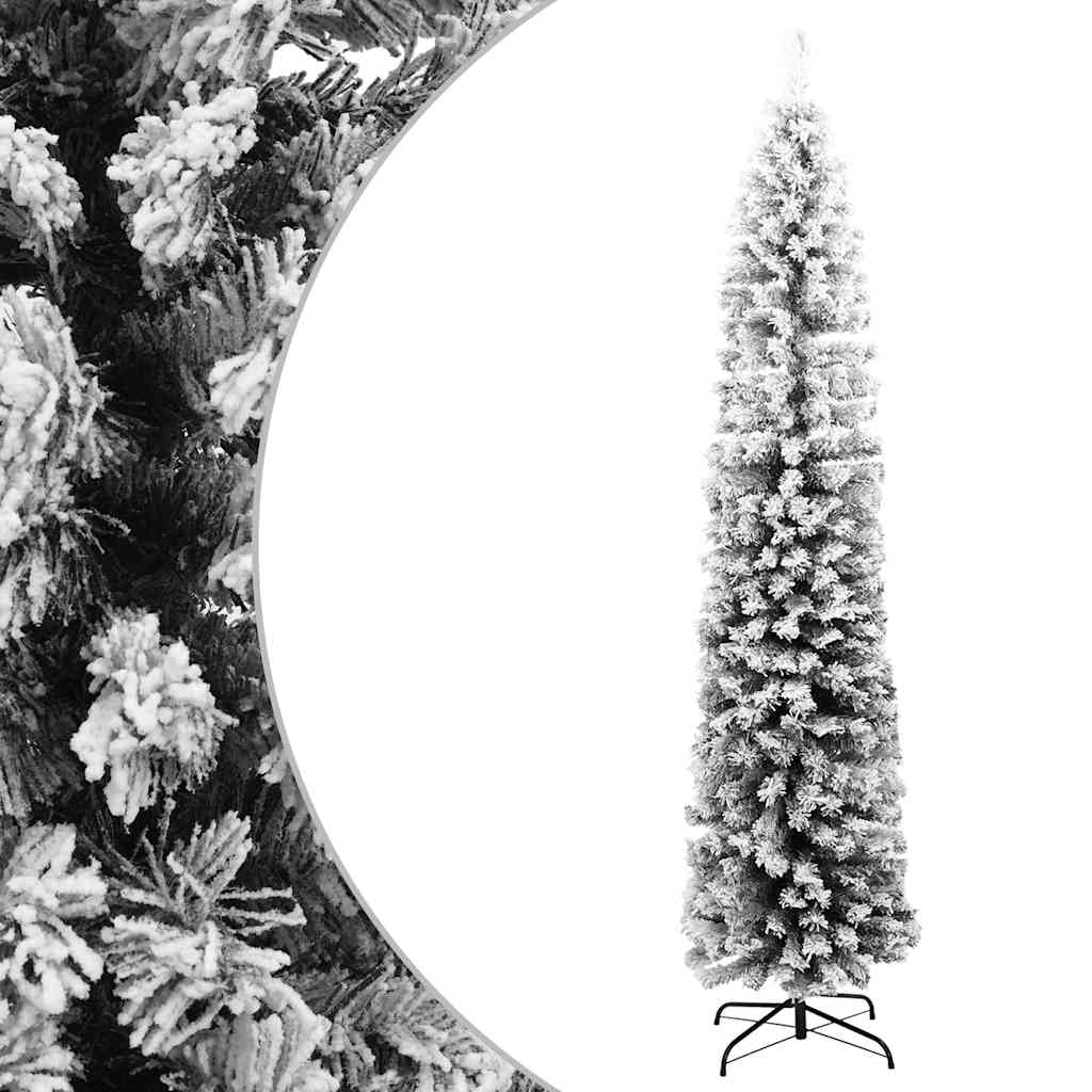 Vidaxl Kunstkerstboom med snø smal 180 cm PVC grønn