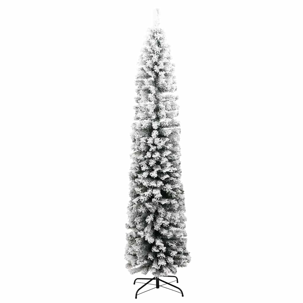 Vidaxl Kunstkerstboom med snø smal 210 cm PVC grønn