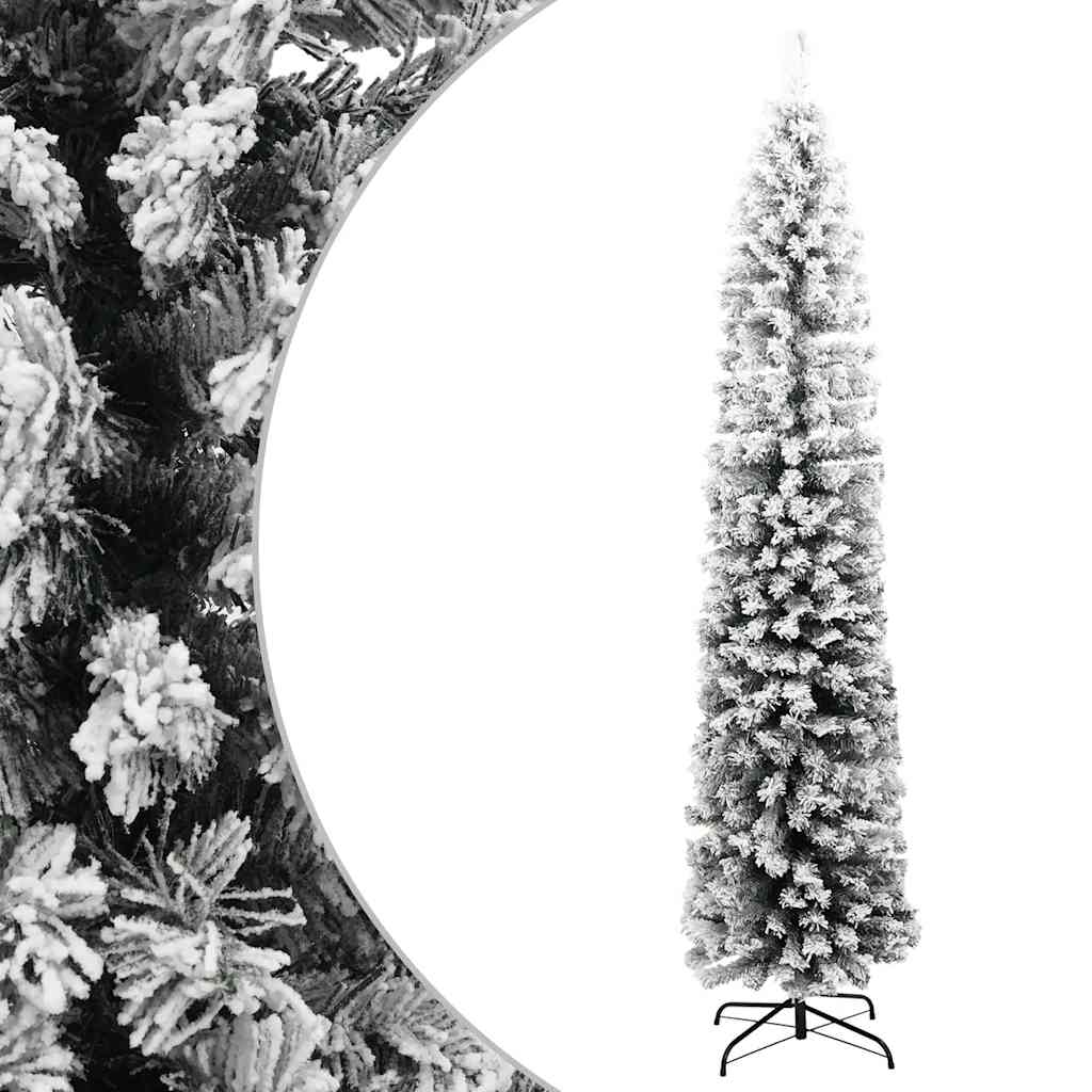 Vidaxl Kunstkerstboom con nieve estrecha de 240 cm PVC Green