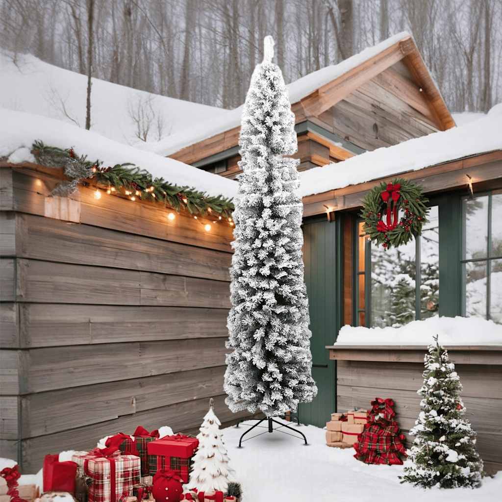 Vidaxl Kunstkerstboom con nieve estrecha de 240 cm PVC Green
