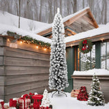 Vidaxl Kunstkerstboom con nieve estrecha de 240 cm PVC Green