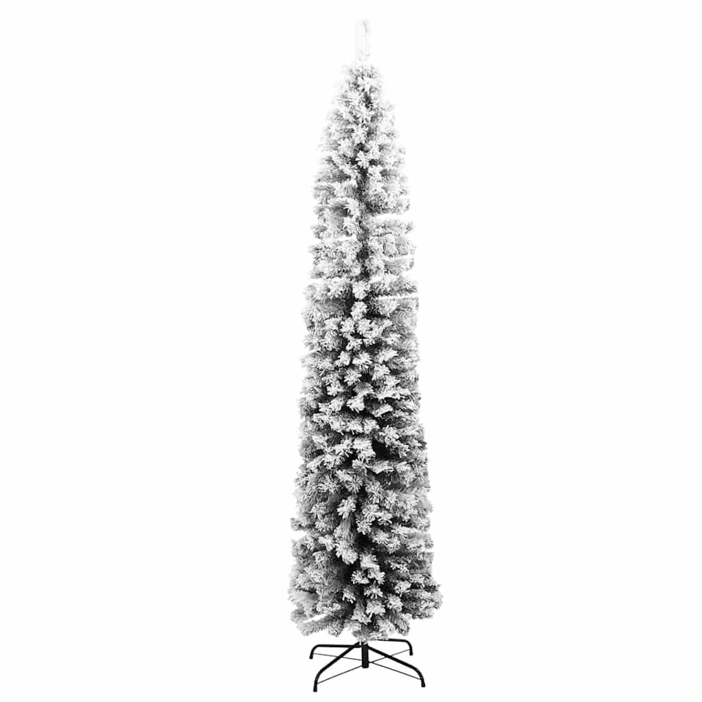Vidaxl Kunstkerstboom con nieve estrecha de 240 cm PVC Green