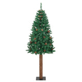Vidaxl Christmas tree with real wood and pine cones narrow 150 cm PVC green