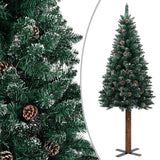 Vidaxl Christmas tree with real wood and snow narrow 150 cm green