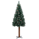 Vidaxl Christmas tree with real wood and snow narrow 150 cm green