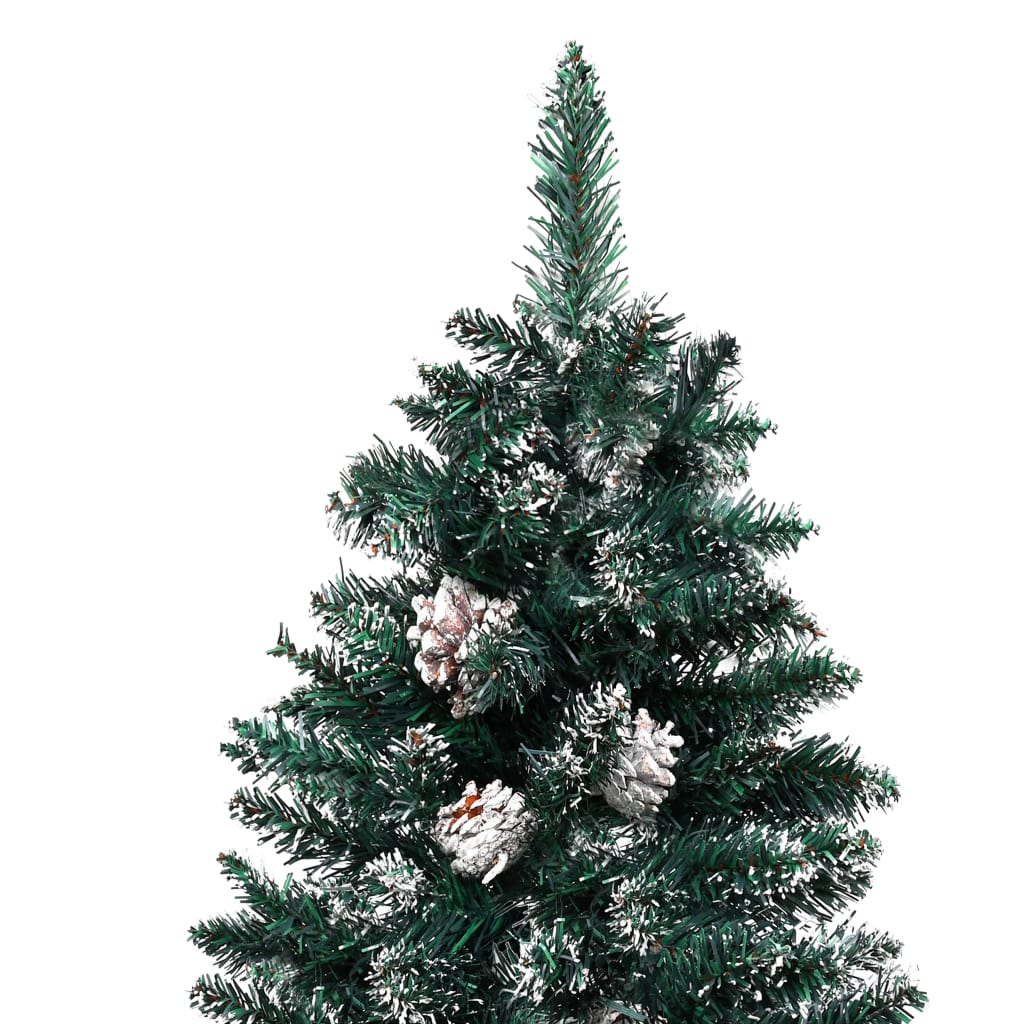 Vidaxl Christmas tree with real wood and snow narrow 150 cm green