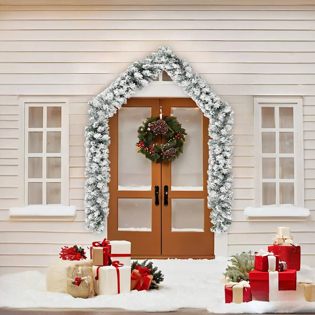 Vidaxl Weihnachtsgirlande mit Schnee 5 m PVC Grün