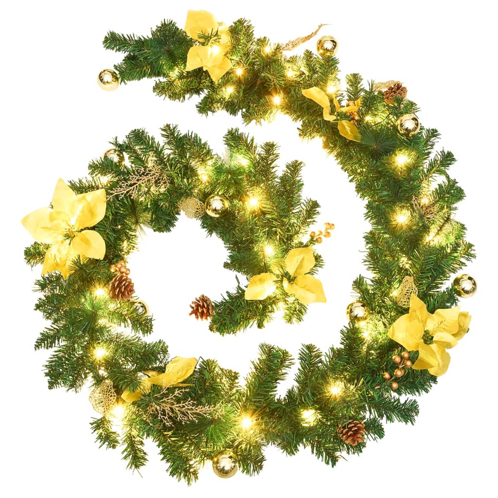 Vidaxl Garland de Noël avec lumières LED 2,7 m en PVC vert