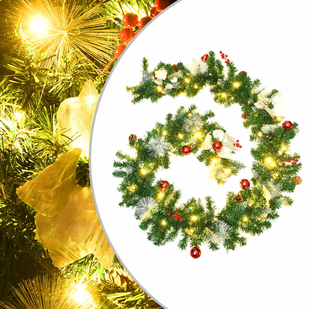 Vidaxl Ghirlanda di Natale con luci a LED 2,7 m PVC verde
