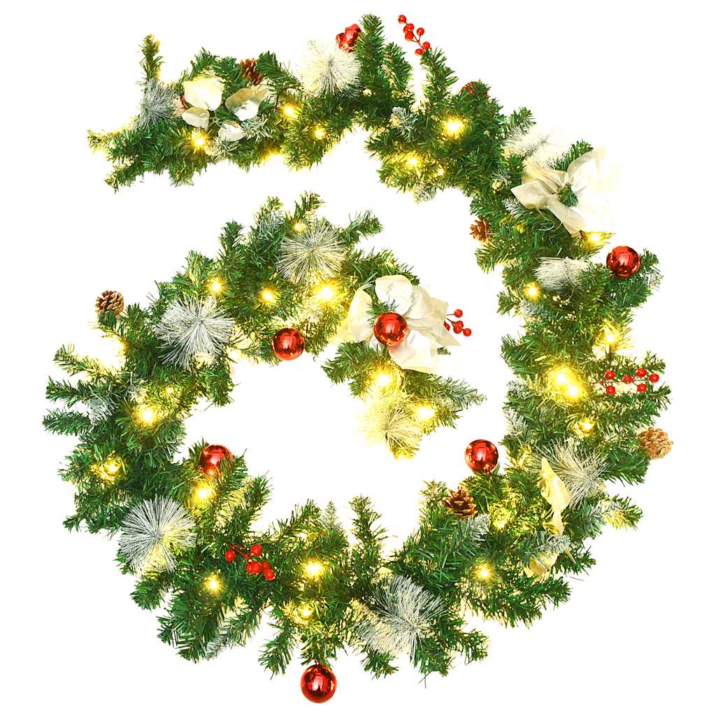 Vidaxl Ghirlanda di Natale con luci a LED 2,7 m PVC verde