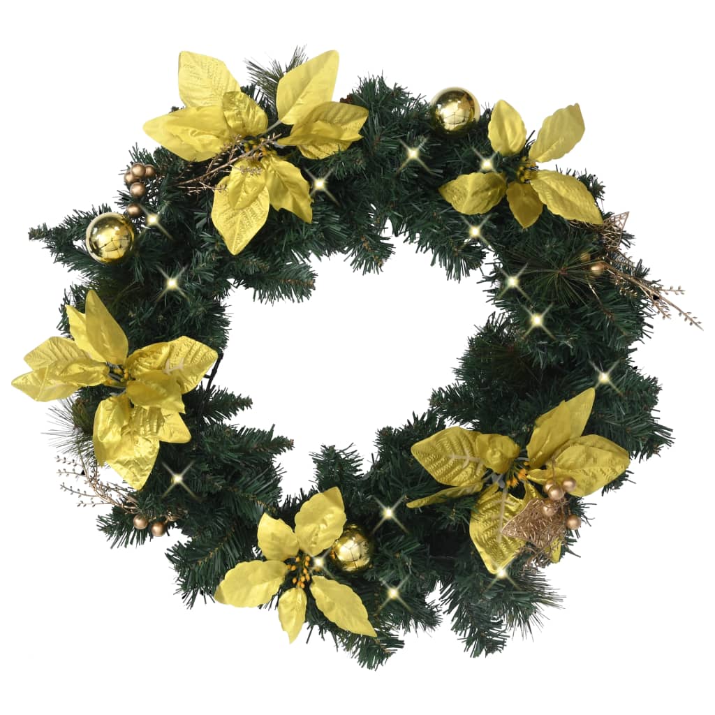 Vidaxl Couronne de Noël avec lumières LED 60 cm PVC vert