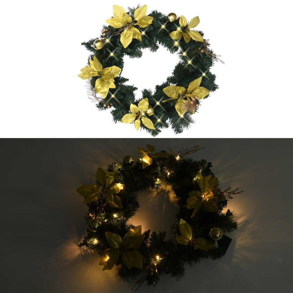 Vidaxl Couronne de Noël avec lumières LED 60 cm PVC vert
