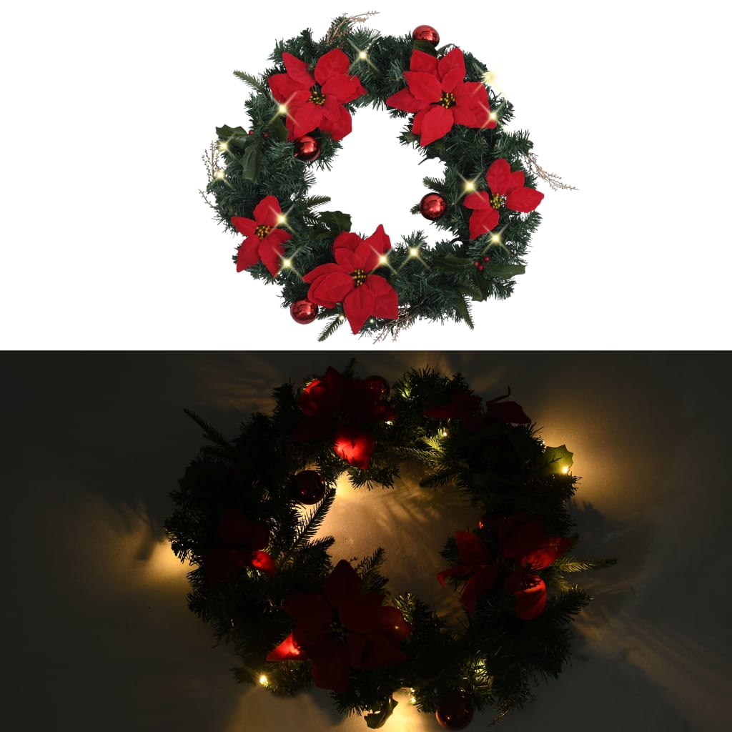 Vidaxl Christmas wreath with LED lights 60 cm PVC Green