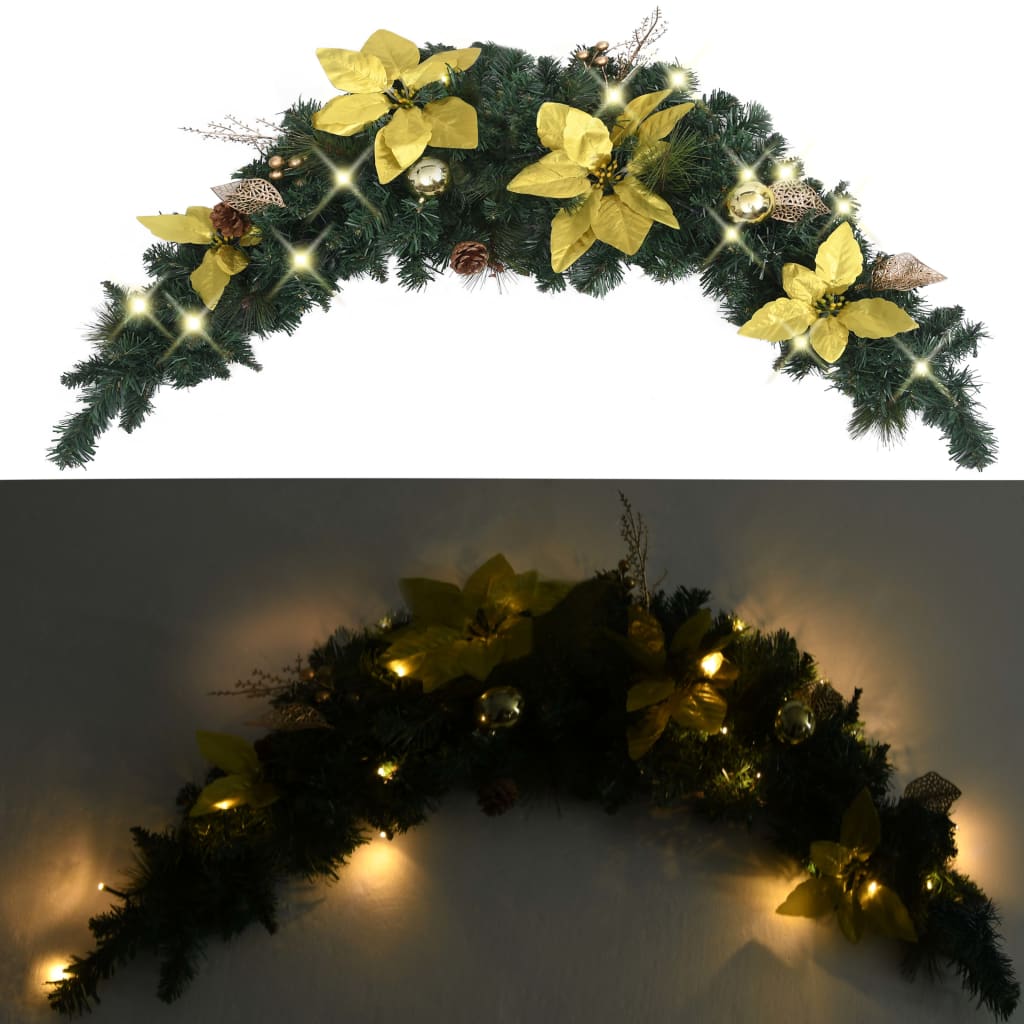 Vidaxl julbåge med LED -lampor 90 cm PVC Green