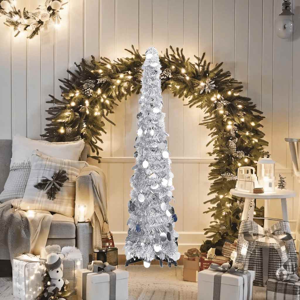 Vidaxl Kunstkerstboom Pop-up 120 cm Pet srebro
