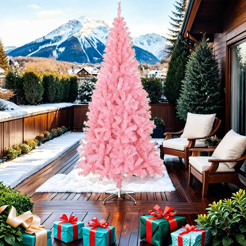 Vidaxl Kunstkerstboom med standard 210 cm PVC Pink