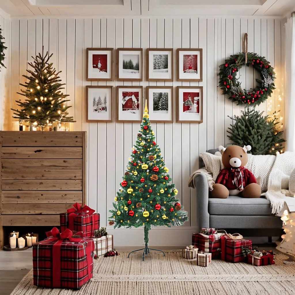 Vidaxl Kunstkerstboom with lighting and Christmas balls 150 cm green