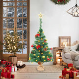 Vidaxl Kunstkerstboom z oświetleniem i kulkami świątecznymi 64 cm zielony