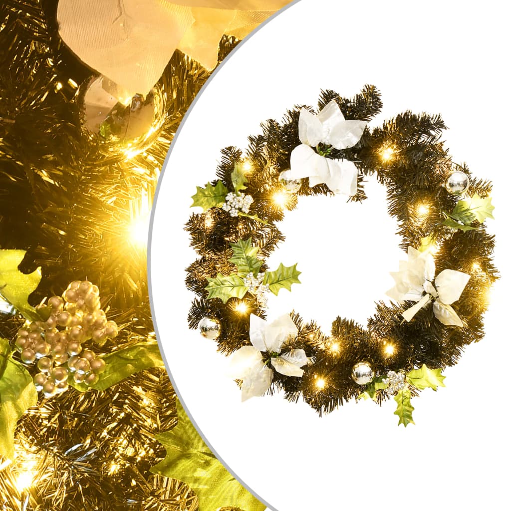 Vidaxl julekrans med LED -lys 60 cm PVC sort