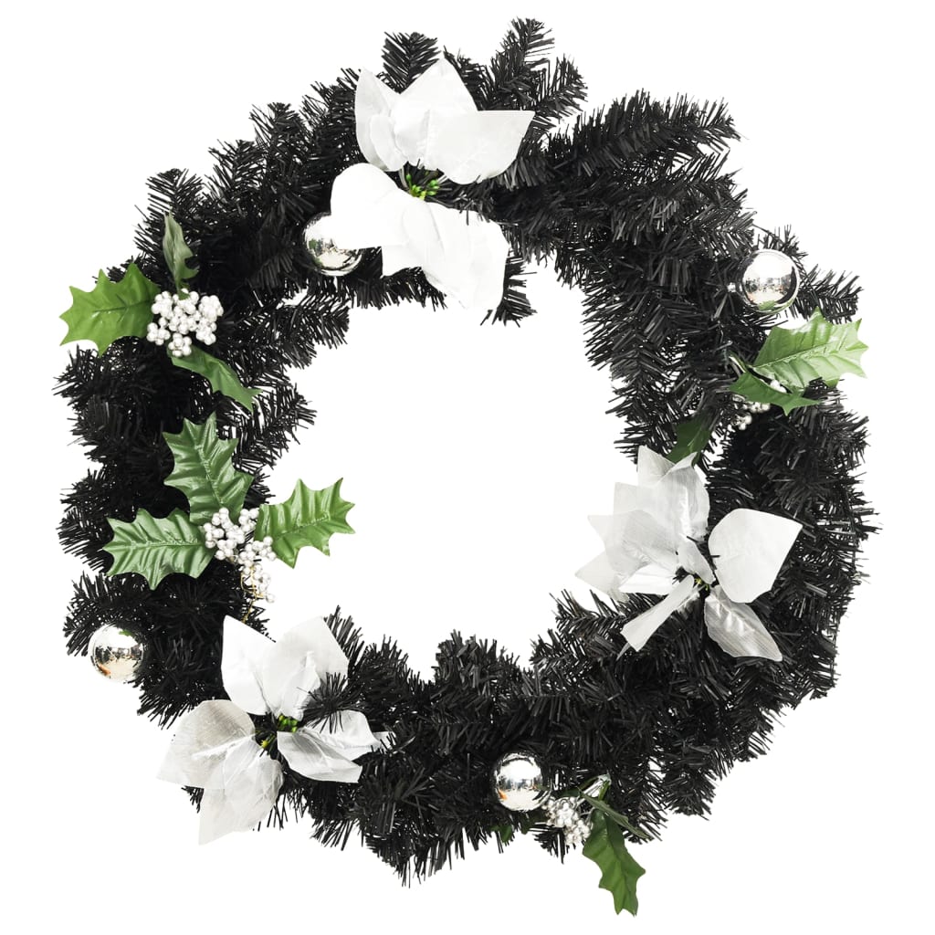Vidaxl julekrans med LED -lys 60 cm PVC sort