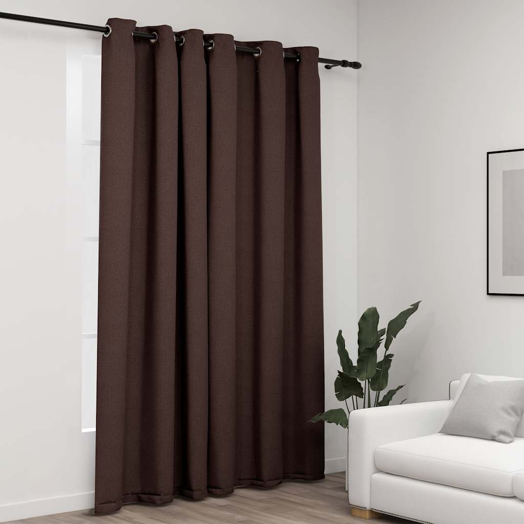 Vidaxl Curtain Linen Look Damning With Eyes 290x245 CM Taupe