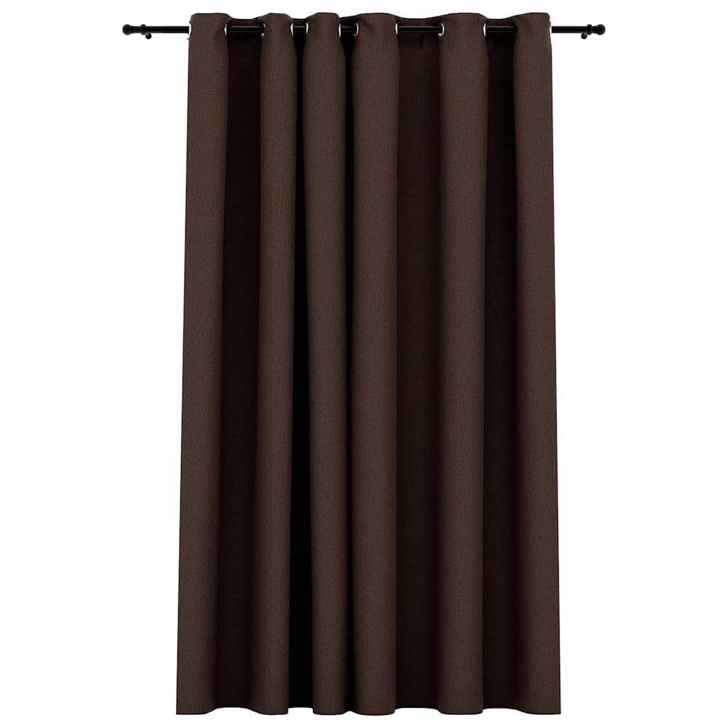 Vidaxl Curtain Linen Look Damning With Eyes 290x245 CM Taupe