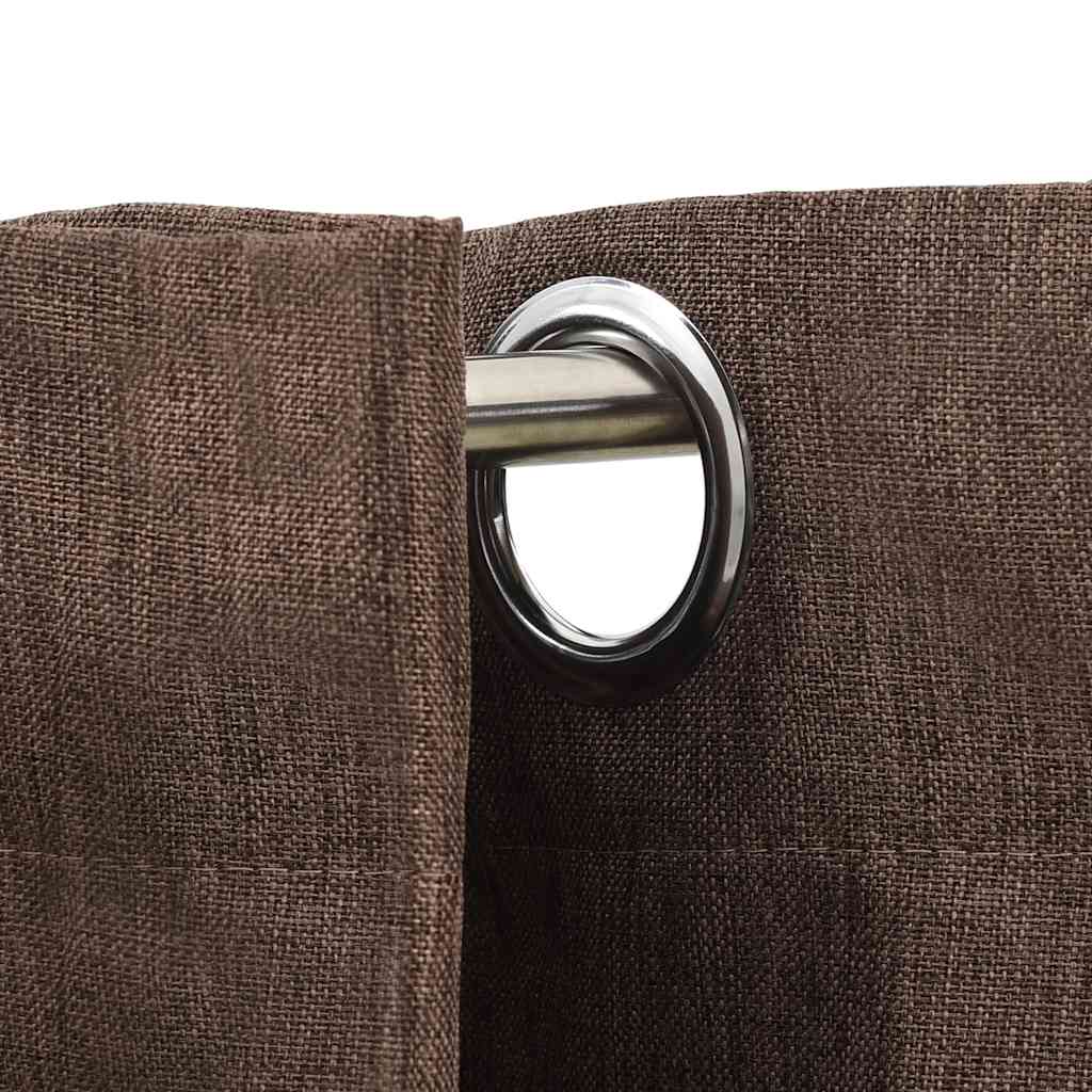 Vidaxl Curtain Linen Look Damning With Eyes 290x245 CM Taupe