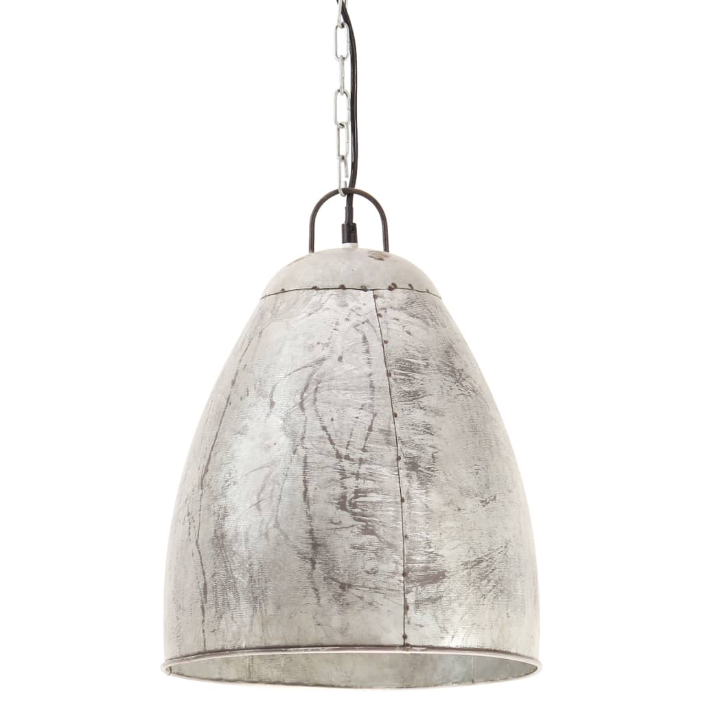 Vidaxl hänkend Lamp industriell ronderëm 25 w e27 32 cm sëlwer faarweg