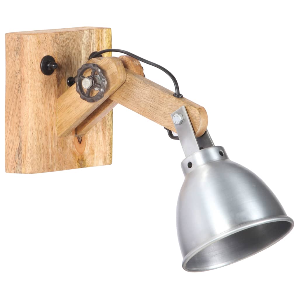 Lampa ścienna vidaxl e27 solidne drewno mango i żelazne srebrne