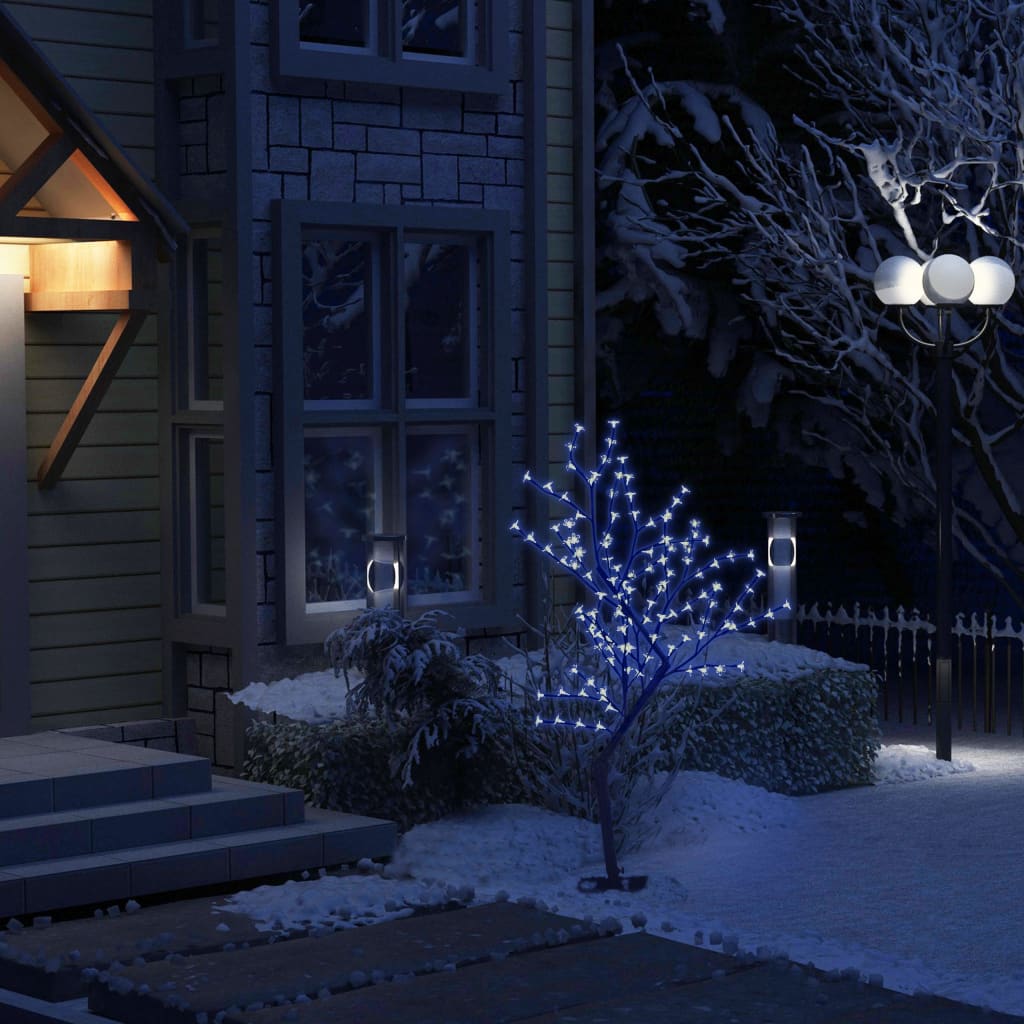 Árvore de Natal de Vidaxl 128 LEDs Blue Cherry Blossom 120 cm