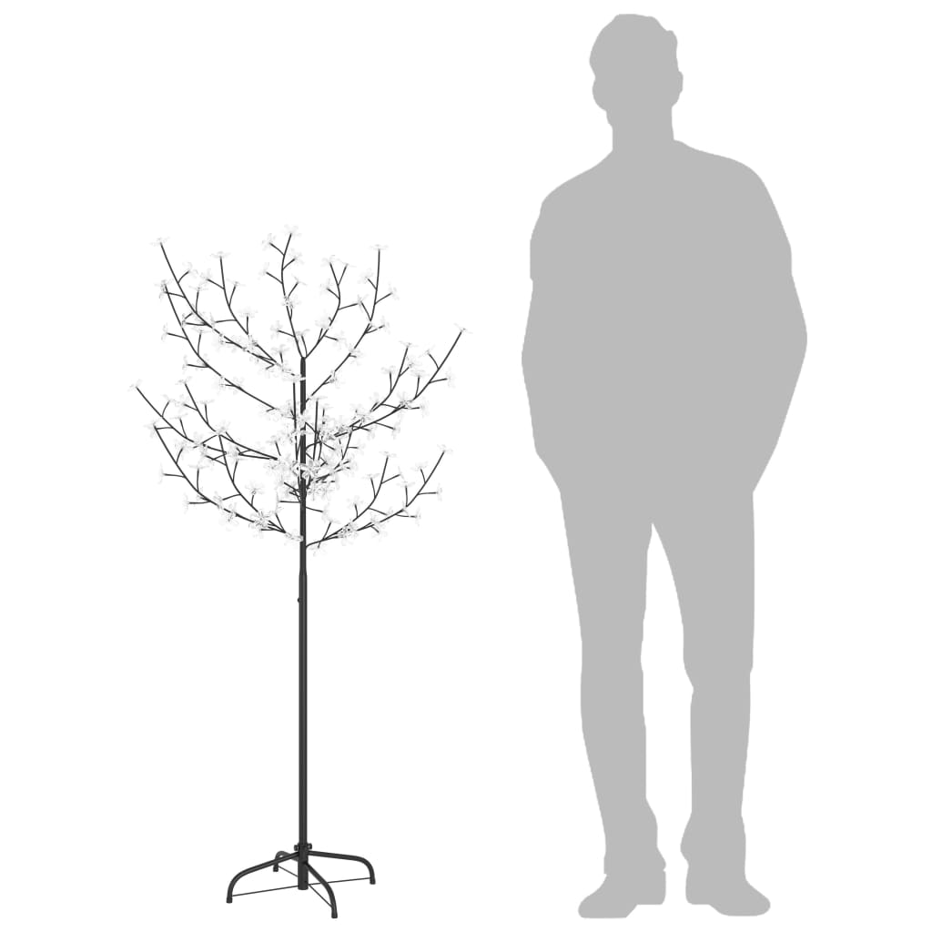 Vidaxl Božično drevo 120 LED toplote bela svetloba češnjeva cvetova 150 cm