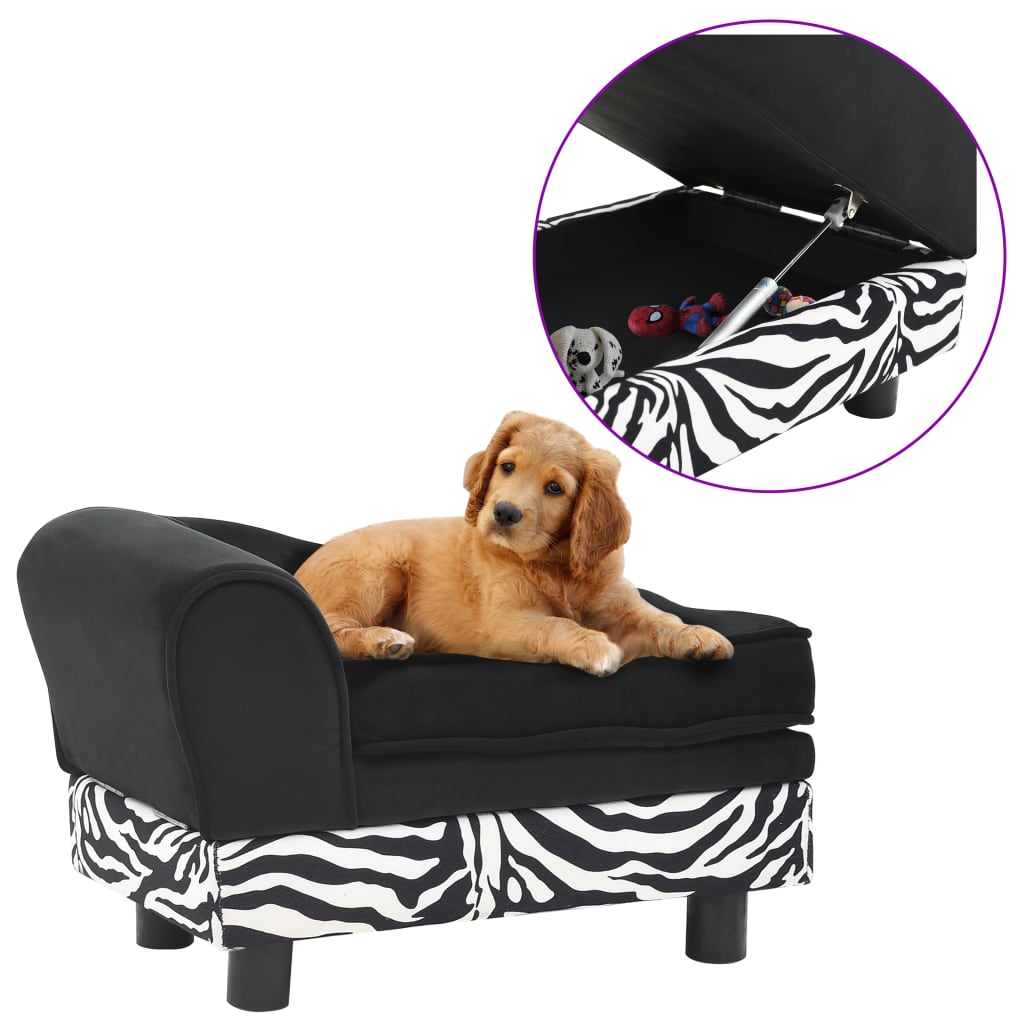 Vidaxl Dog Bank 57x34x36 cm pluszowy czarny
