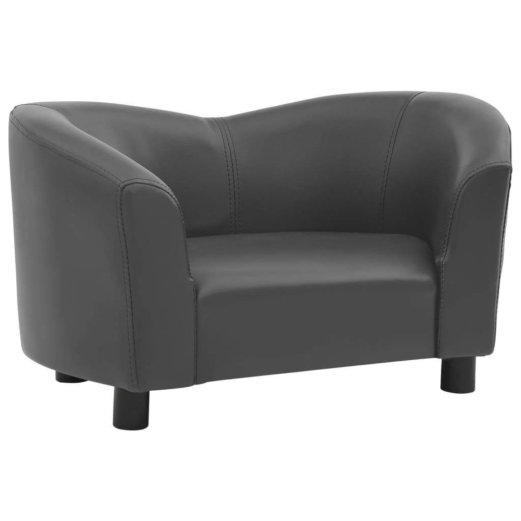 Vidaxl Hond Bank 67x41x39 cm kënschtlech Lieder Grey