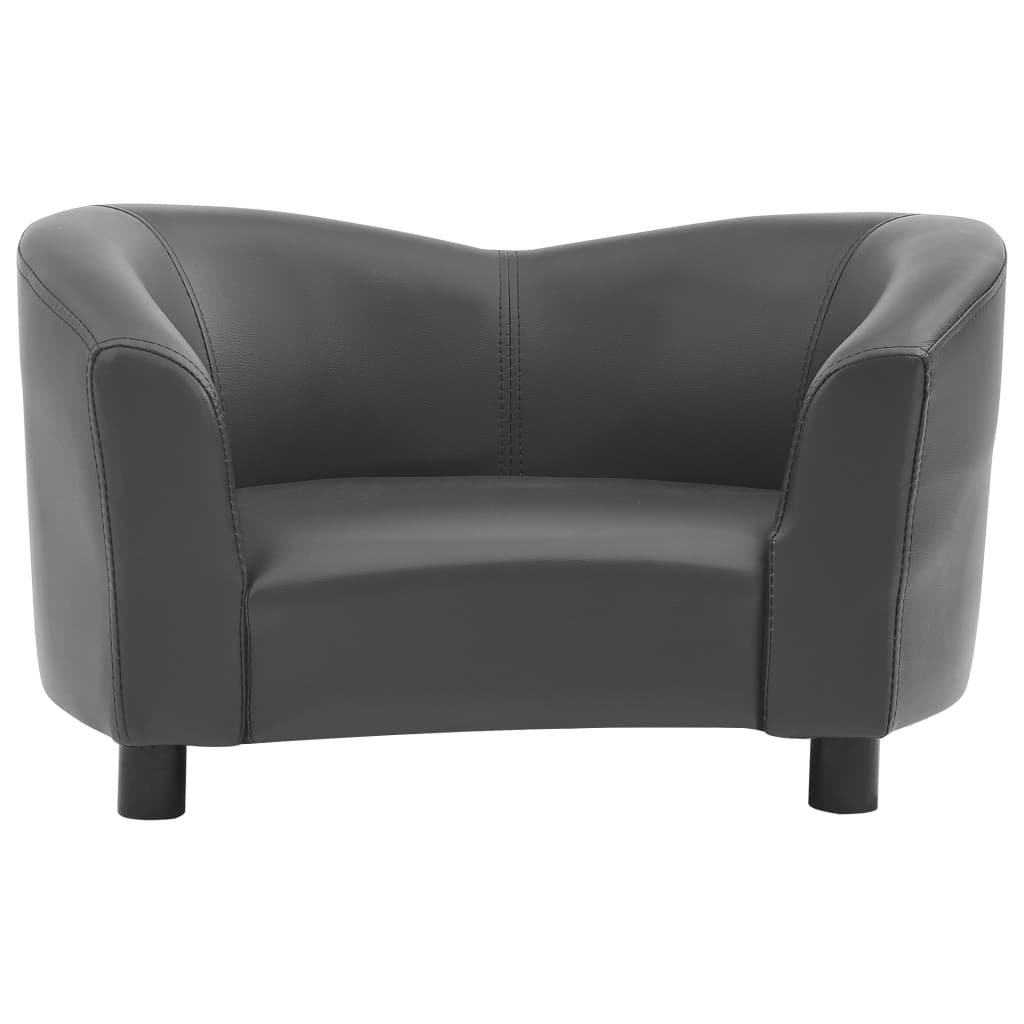 Vidaxl Hond Bank 67x41x39 cm kënschtlech Lieder Grey