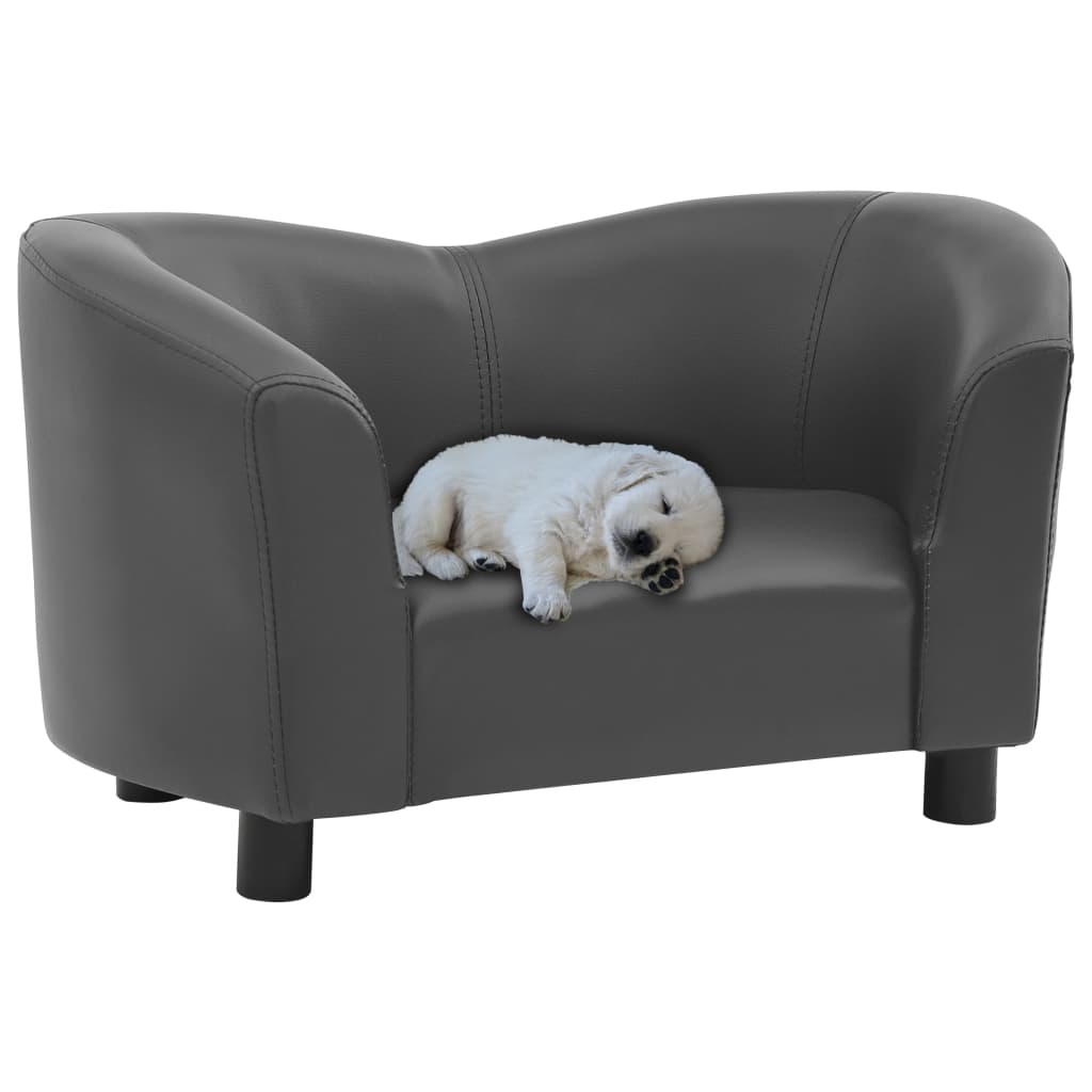 Vidaxl Hond Bank 67x41x39 cm kënschtlech Lieder Grey