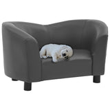 Vidaxl Hond Bank 67x41x39 cm kënschtlech Lieder Grey