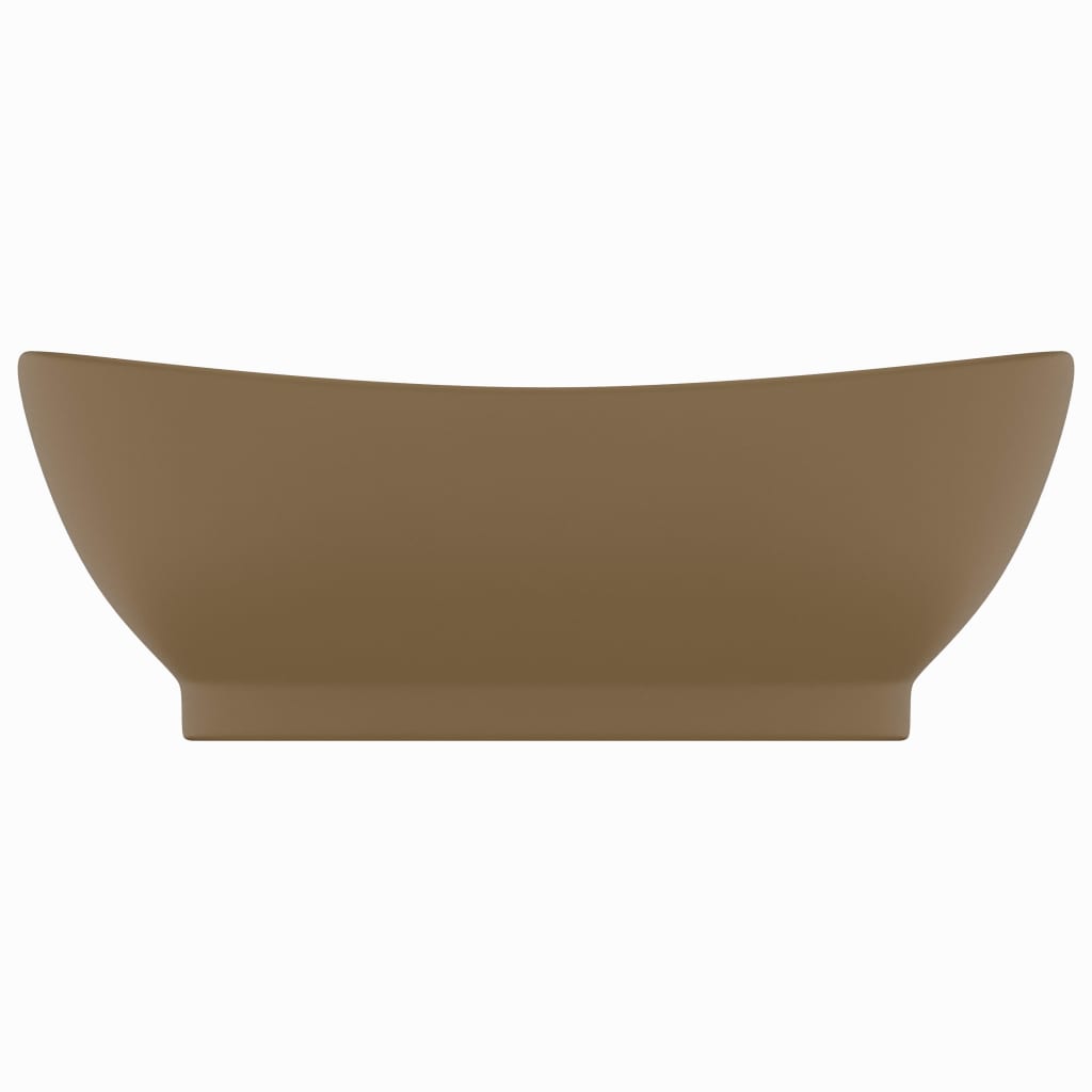Vidaxl Washbasin med landing Oval 58,5x39 cm keramisk matkrem