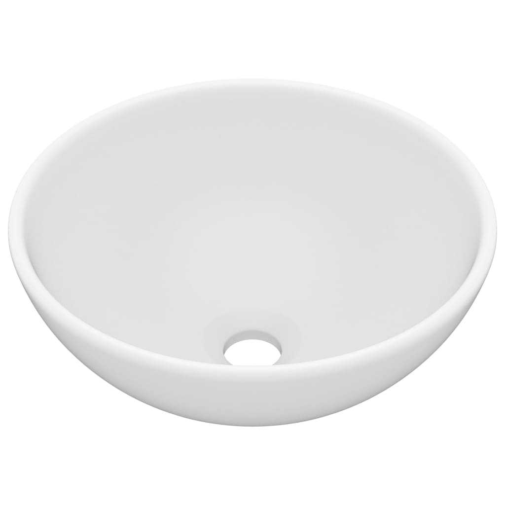 Vidaxl Washbasin Round 32.5x14 cm Ceramic Mat White