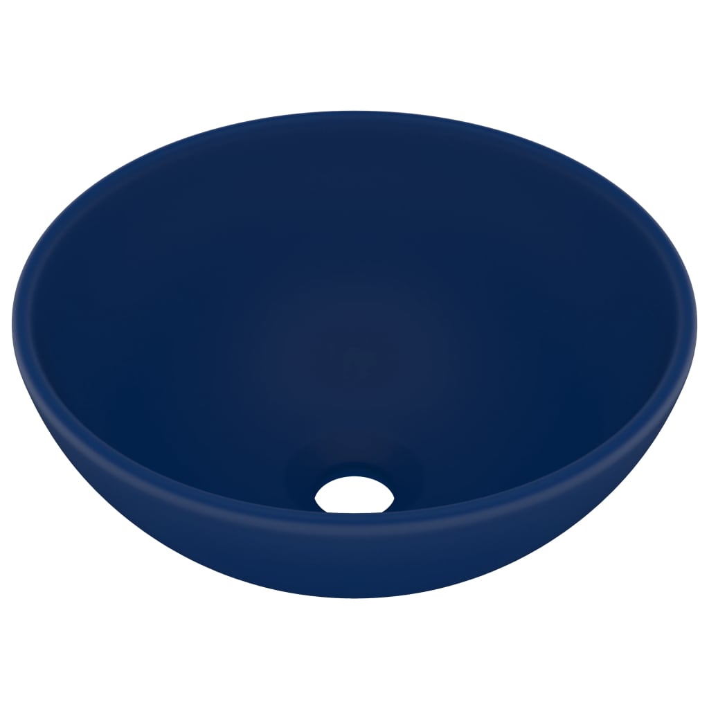 VidaXL Washbasin Round 32.5x14 cm Ceramic Mat Dark Blue