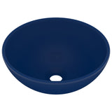 VidaXL Washbasin Round 32.5x14 cm Ceramic Mat Dark Blue