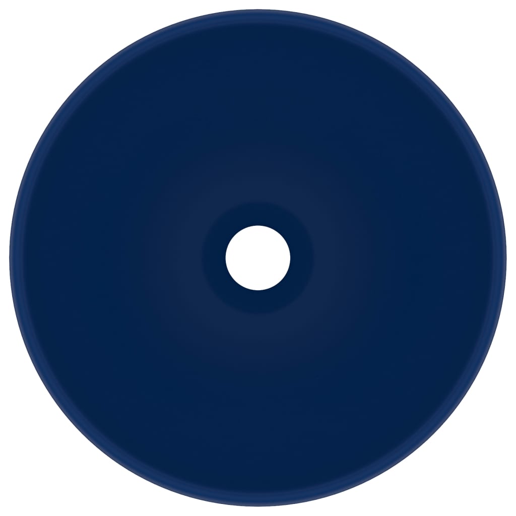 VidaXL Washbasin Round 32.5x14 cm Ceramic Mat Dark Blue
