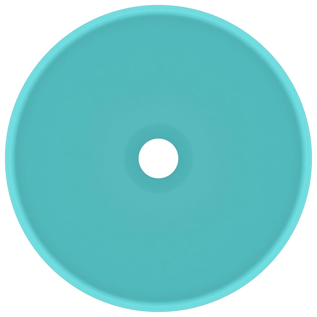 Vidaxl Washbasin Round 32.5x14 cm Ceramic Matt Green clair