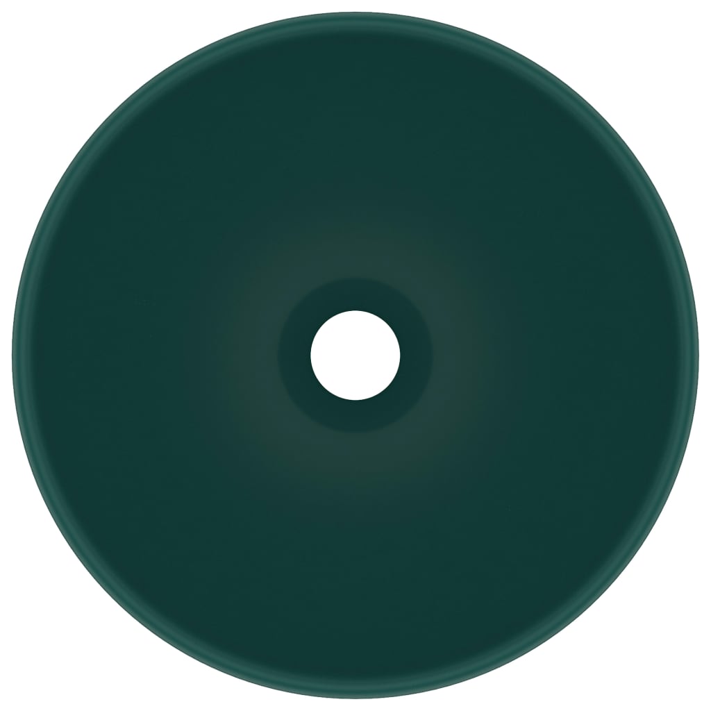 Vidaxl Washbasin Round 32.5x14 cm Mat de céramique vert foncé